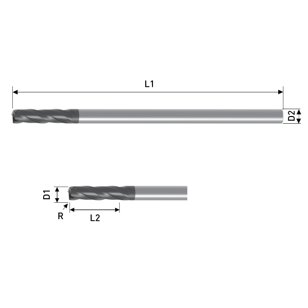 VHM - Gesenkfräser mit Eckenradius Ø5,00