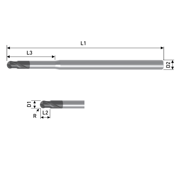 VHM - 3D Mini Radiusfräser Ø0,40