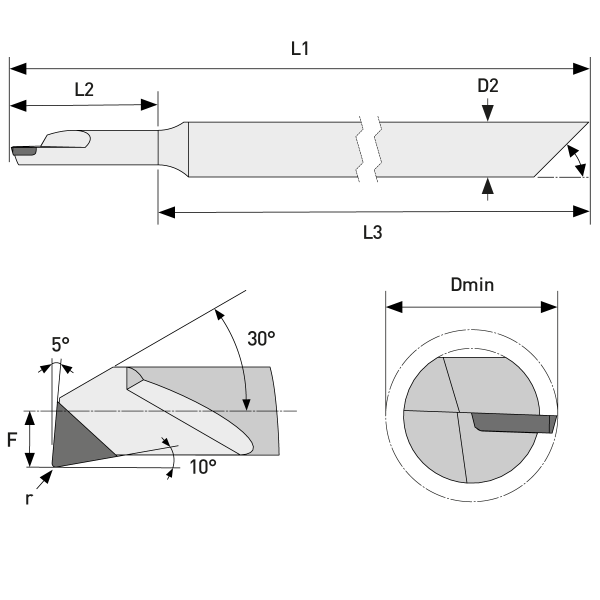 Bohrstange CVD-D Dmin 0,80