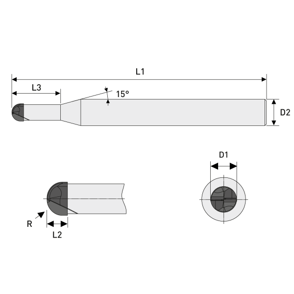 Ball Nose End Mill CBN Ø0,60