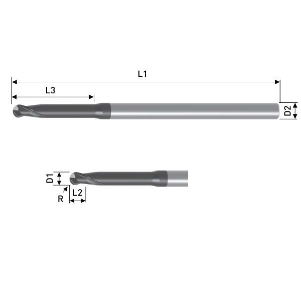 3D Mini Radiusfräser Ø1,00