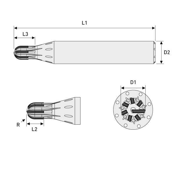 Mehrzahnfräser CVD-D Ø3,00